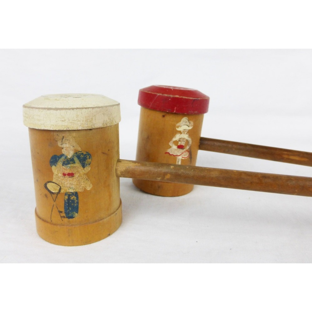 Vtg‎ wooden gavel salt and pepper shakers Japan rustic farmhouse cottagecore